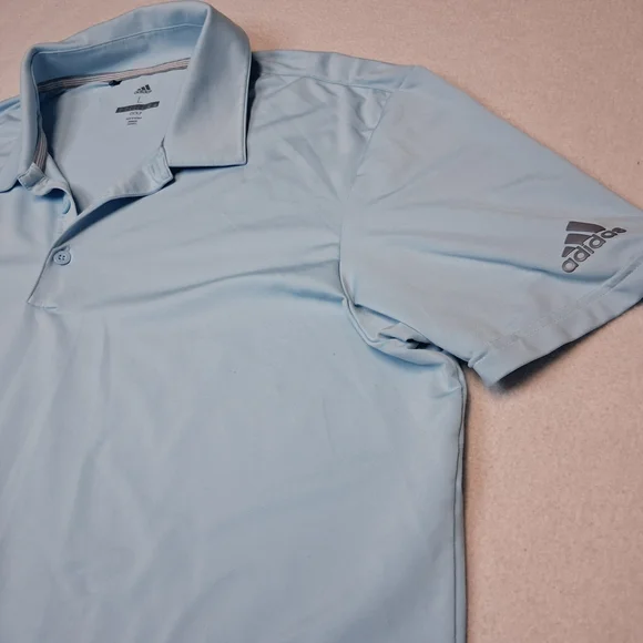 Adidas Sky Blue Men's Polo Golf Shirt - Picture 7 of 7